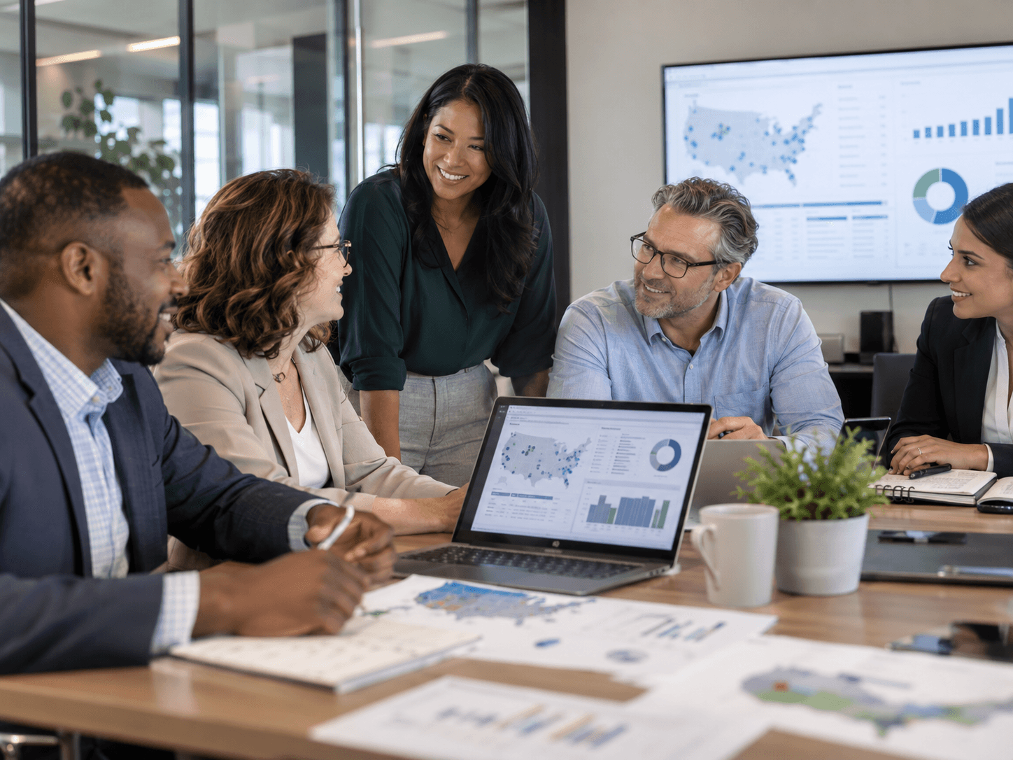 Network strategy and contracting specialists working through provider coverage maps and network analytics together.